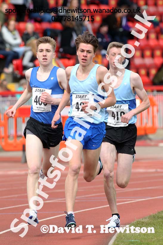 Mens under-17s 1500 metres, North Eastern Track and Field Champs, Gateshead Stadium. Photo: David T. Hewitson/Sports for All Pics